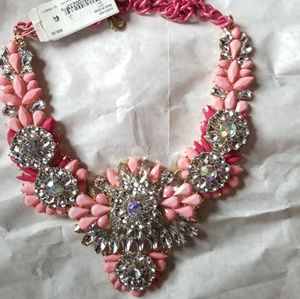 75% Off! Pink and Crystal Statement Necklace Bib